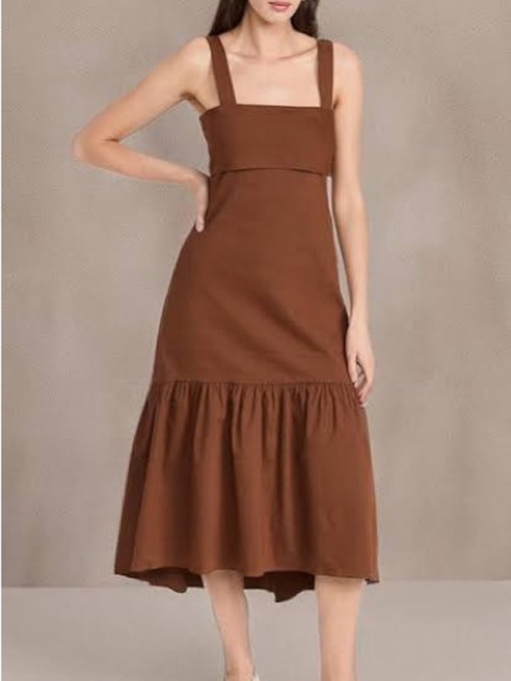 Theory Chestnut Brown Tiered Midi Dress